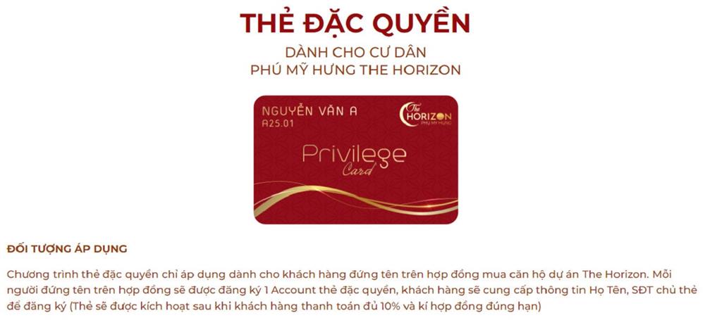 Thẻ đặc quyền dành cho cư dân The Horizon