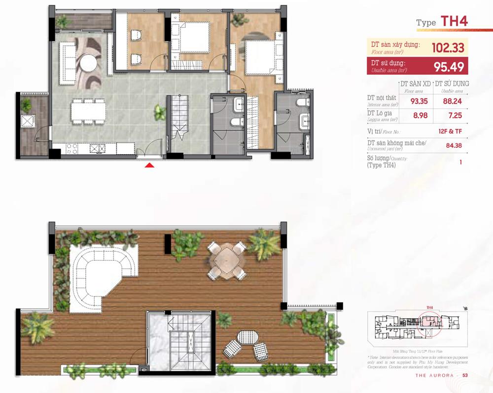 Thiết kế loại TH5 The Aurora PMH - Diện tích: 102m2