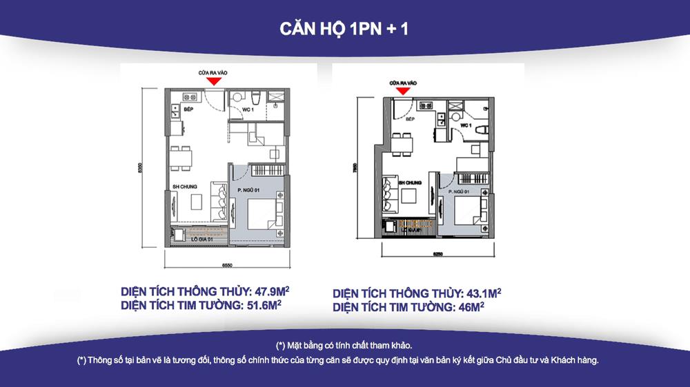 Chi tiết mặt bằng căn hộ Vinhomes Grand Park 1PN + 1