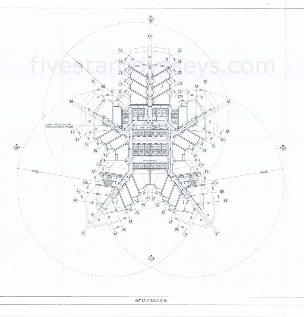 Mặt bằng tầng điển hình (22-30) dự án Fivestar Odyssey