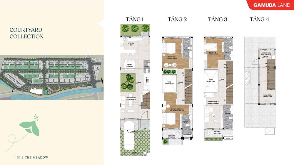 Layout thiết kế sản phẩm Nhà phố sân vườn dự án The Meadow Bình Chánh.