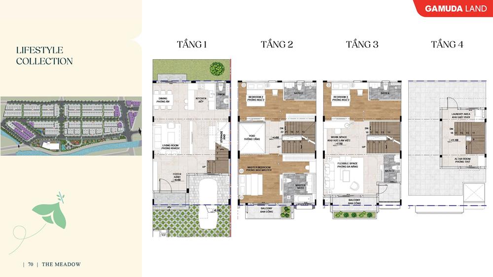 Layout thiết kế sản phẩm Nhà phố phong cách dự án The Meadow Bình Chánh.