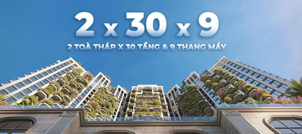 2 toà tháp x 30 tầng x 9 thang máy – Kỳ quan kiến trúc đẳng cấp, thang máy tốc độ cao, giúp cư dân di chuyển thuận tiện và nhanh chóng