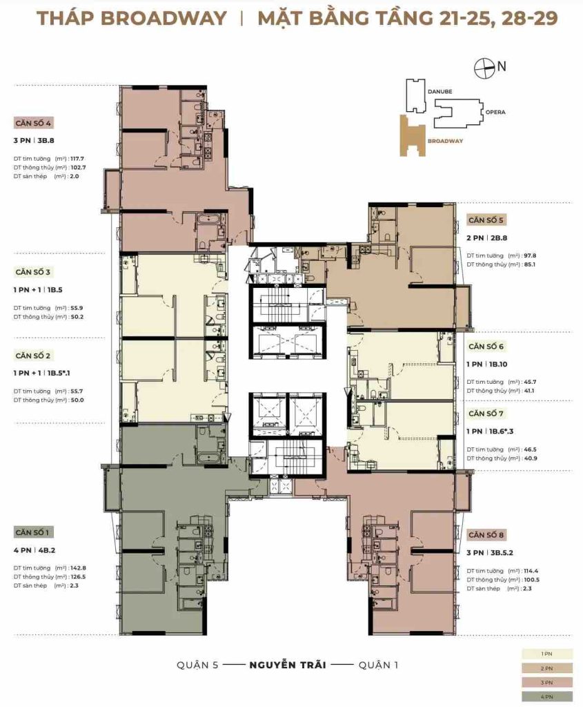 Mặt bằng tầng 21-25 và 28-29