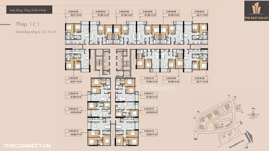 Mặt bằng tầng căn hộ chung cư The East Valley Refico Quận 2