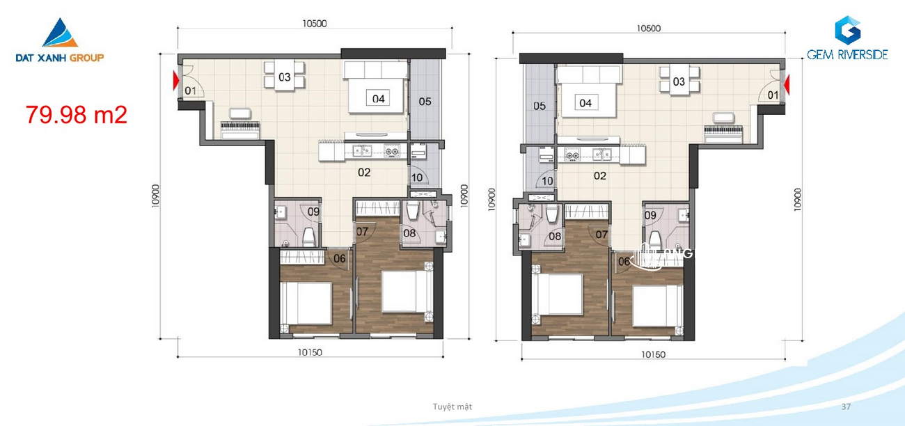 Thiết kế căn 2PN 79.98m2