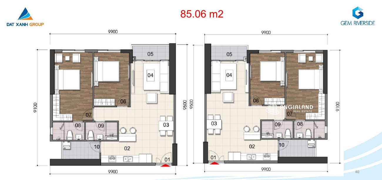 Thiết kế căn 2PN 85.06m2