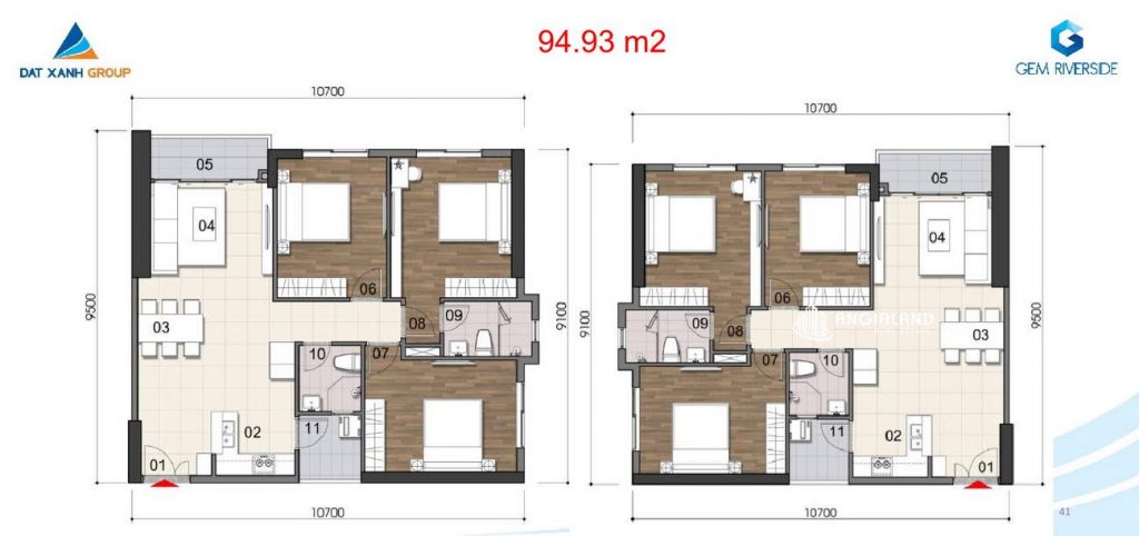 Thiết kế căn 3PN 94.93m2